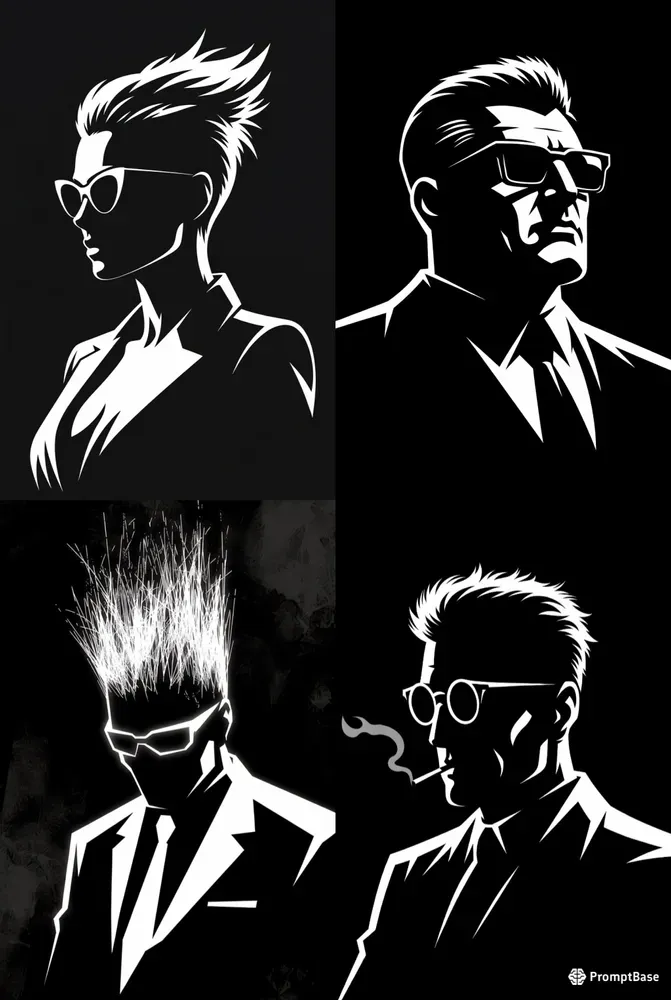 Minimalist White Line Portraits