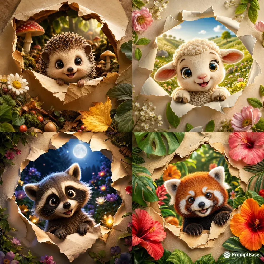Cute 3D Animal Peekaboos