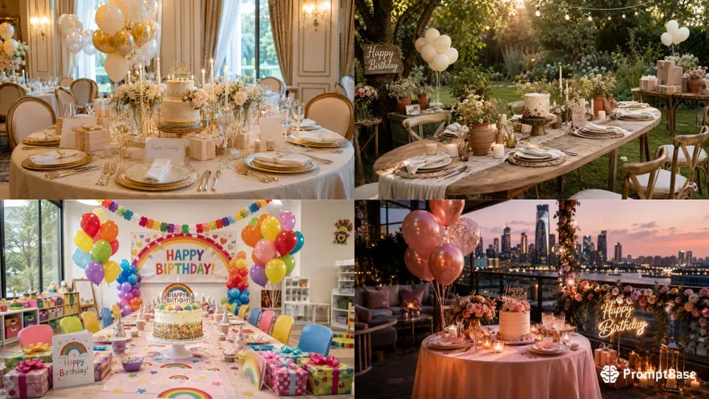 Birthday Party Decor Table Scenes