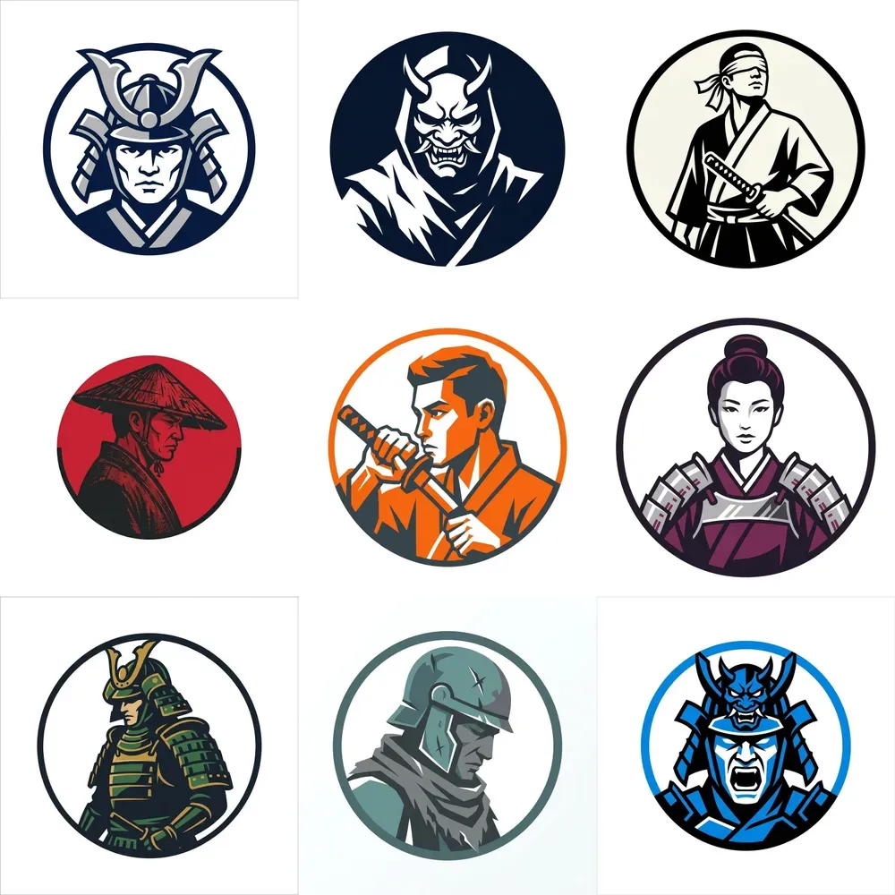 Minimalist Samurai Circular Icons