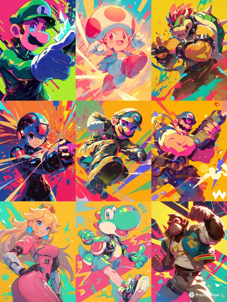 Retro Futurism Nintendo Characters