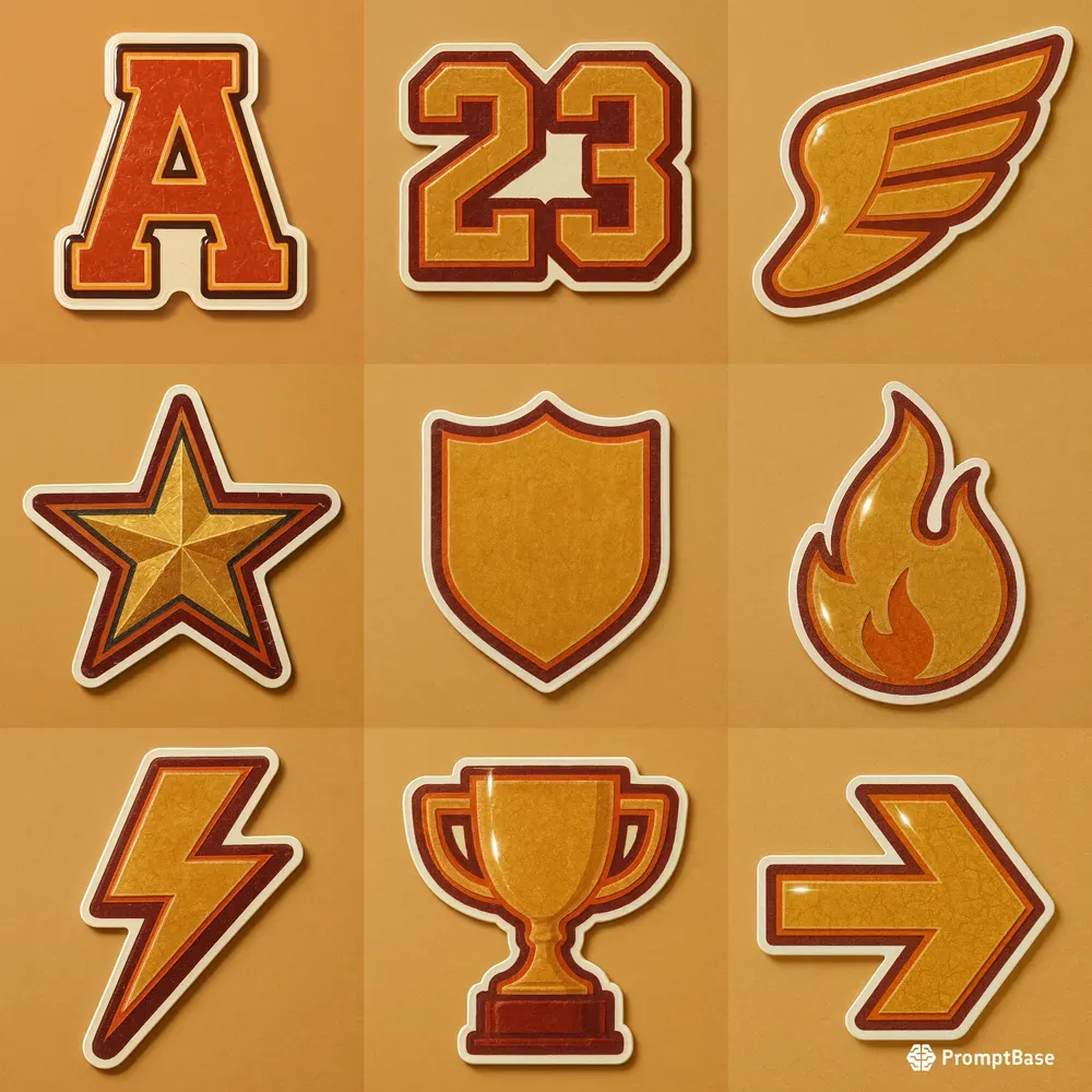 Retro Varsity Glossy Sticker Symbols