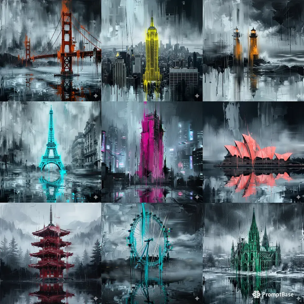 Abstract Smeared Cityscape Art