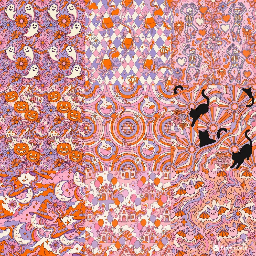 Halloween Textile Seamless Pattern Pods