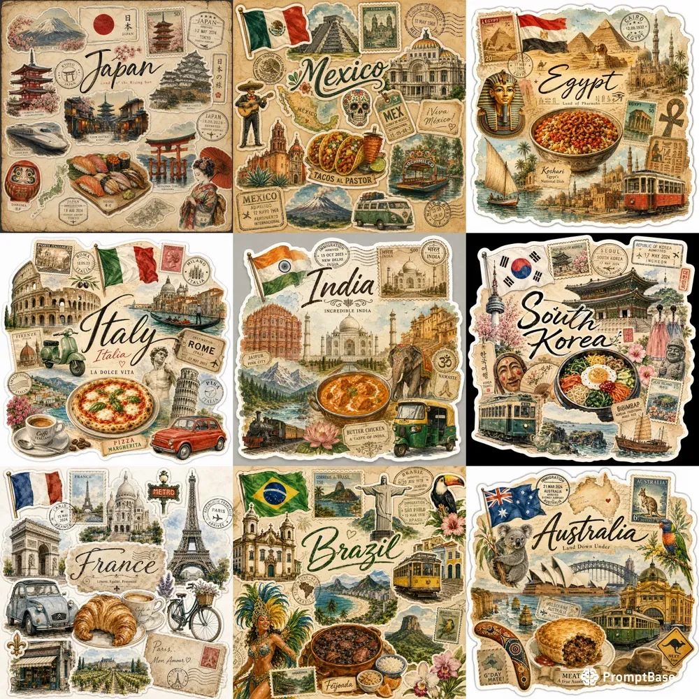 Vintage Travel Stickers