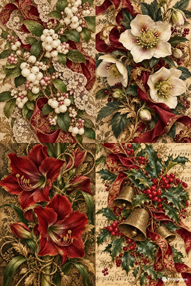 Christmas Floral Gift Wrap Paper Pods