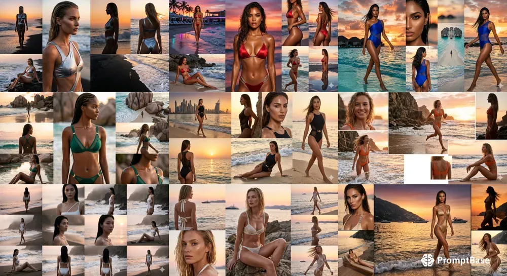 Beach Sunset Swimwear Editorials