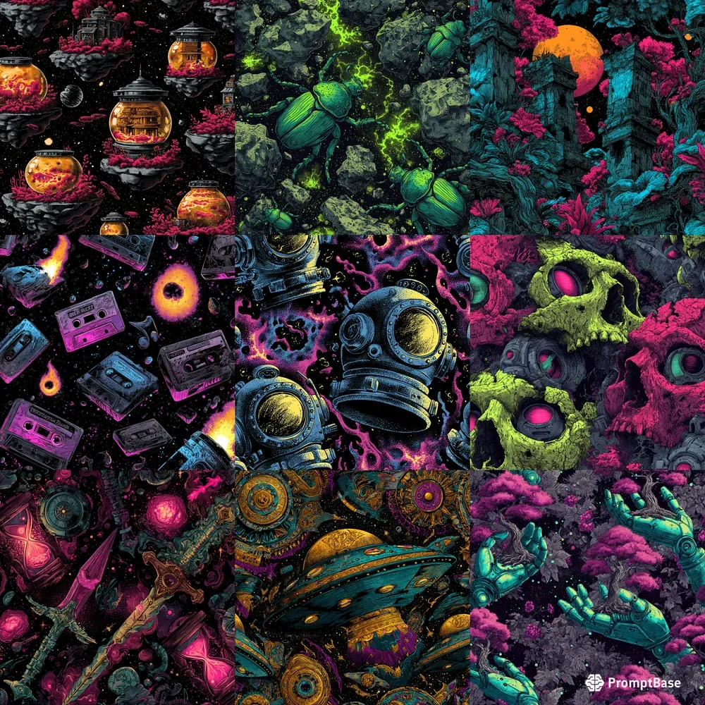 Retro Futuristic Cosmic Pulp Patterns