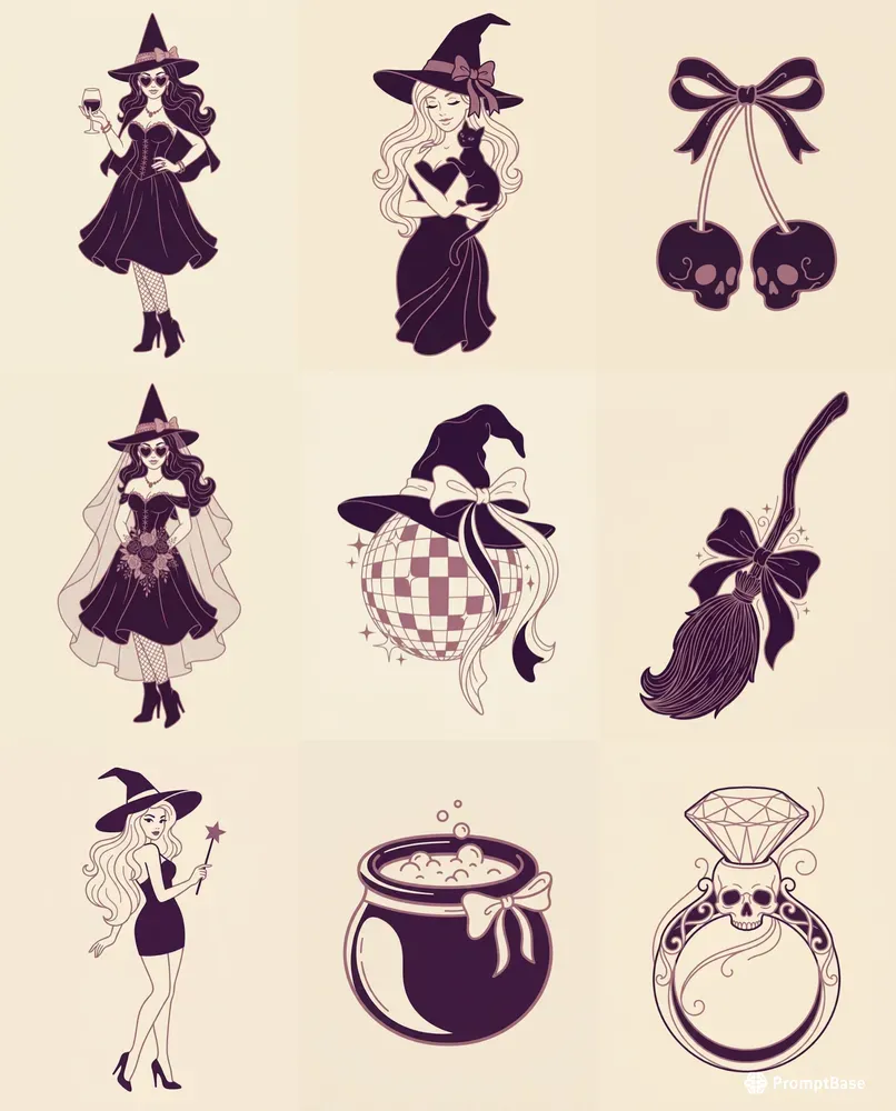 Witch Bachelorette Cliparts