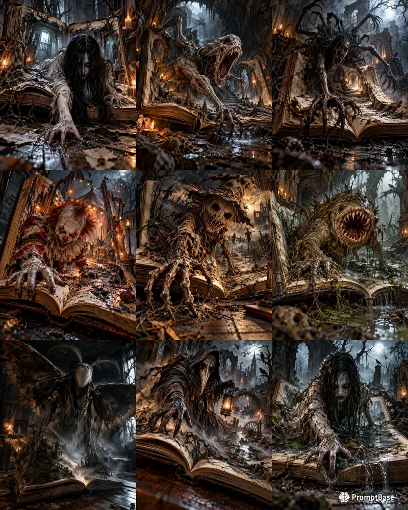 Hyperrealistic Horror Book Worlds