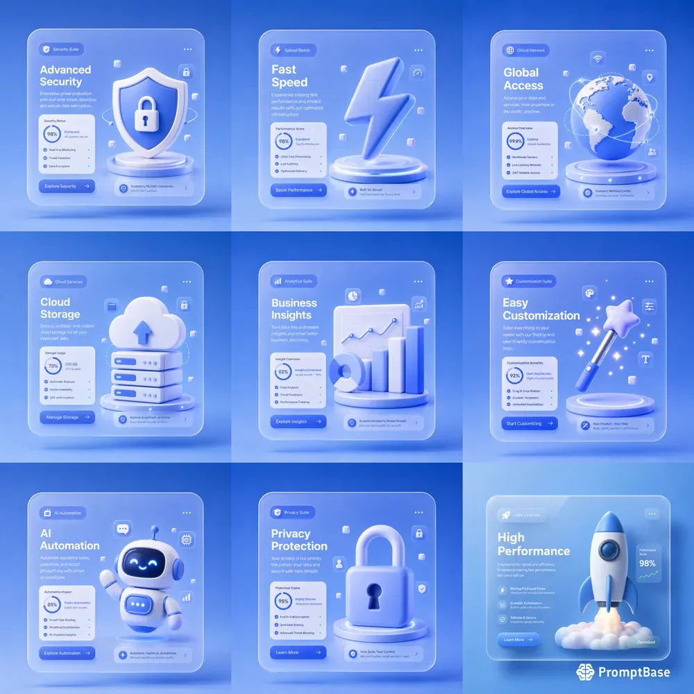 Modern 3D Saas Feature Cards Designs