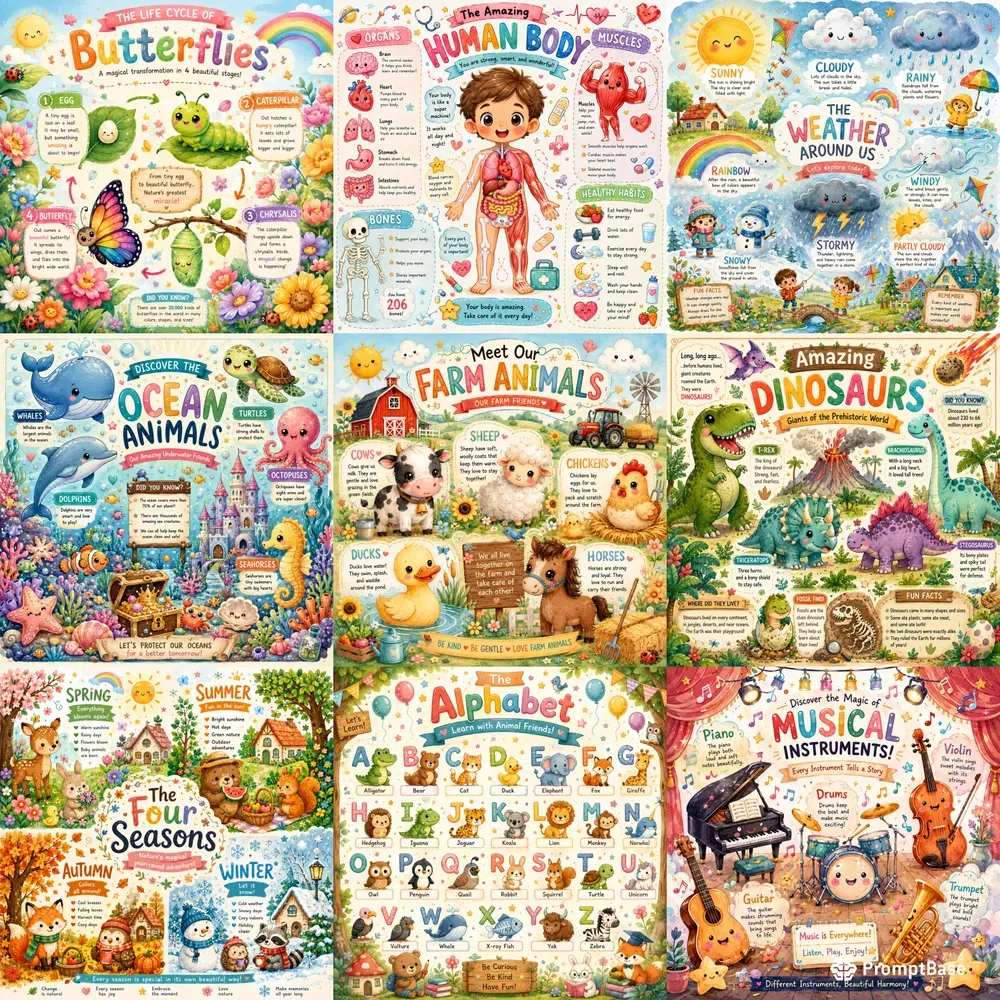 Cute Kawaii Learning Posters