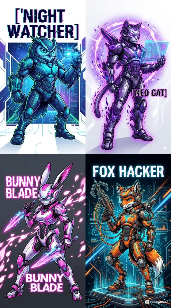 Cyber Mecha Cartoon Sticker Templates