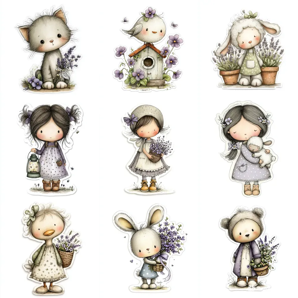 French Cottage Violet Stickers Clipart