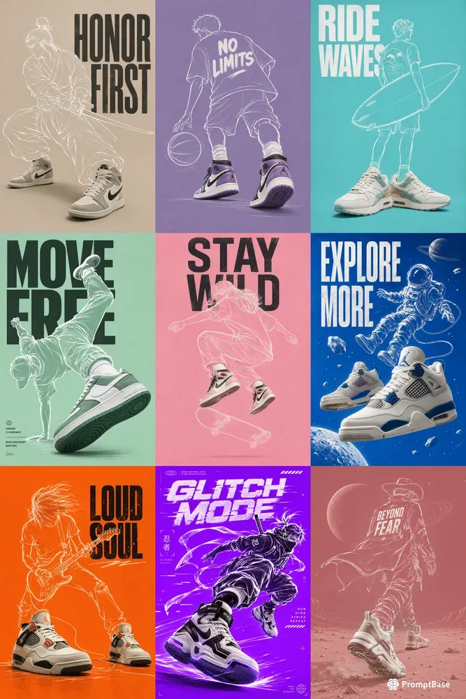 Minimal Sneaker Character Poster Packs