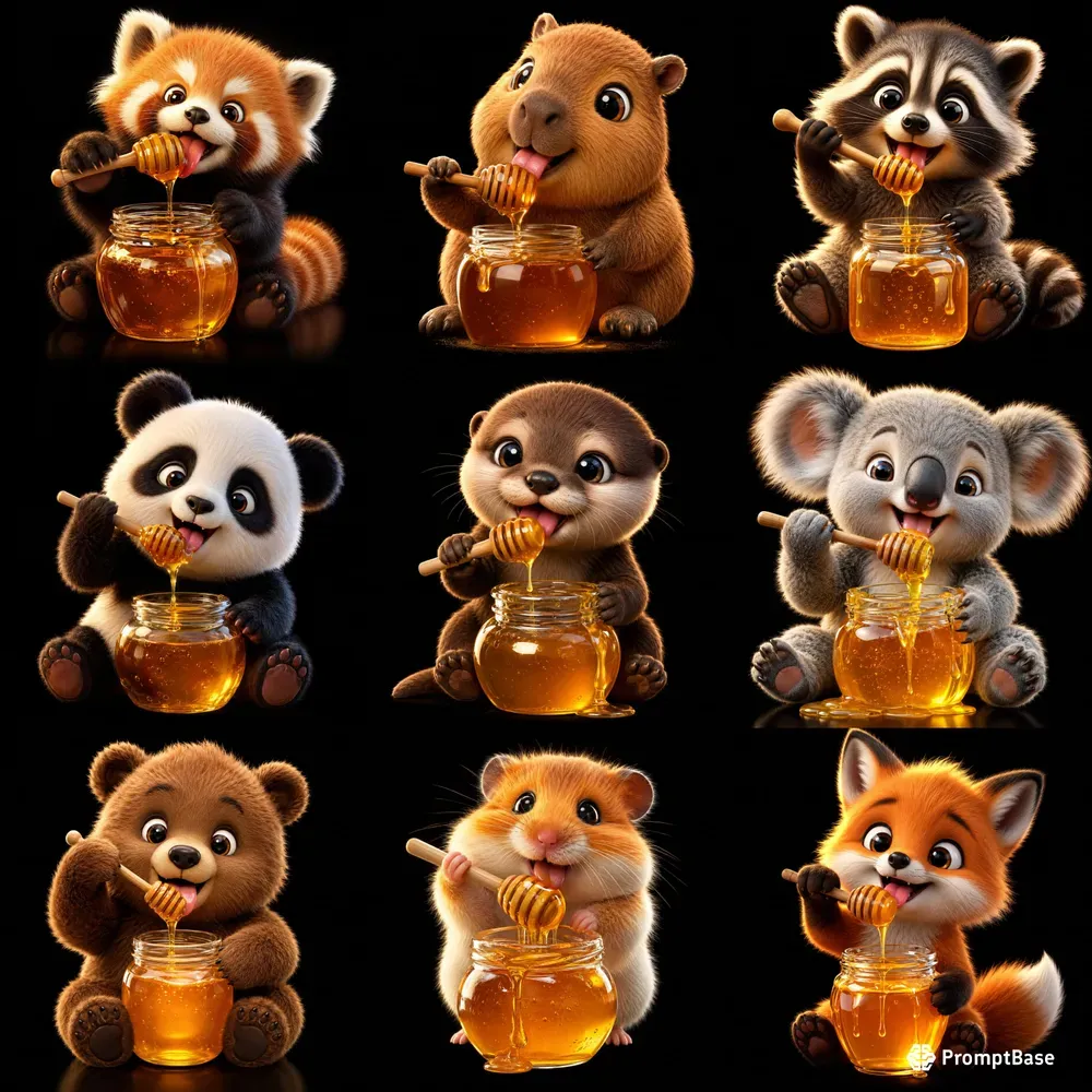 Cute 3D Animal Honey Moments