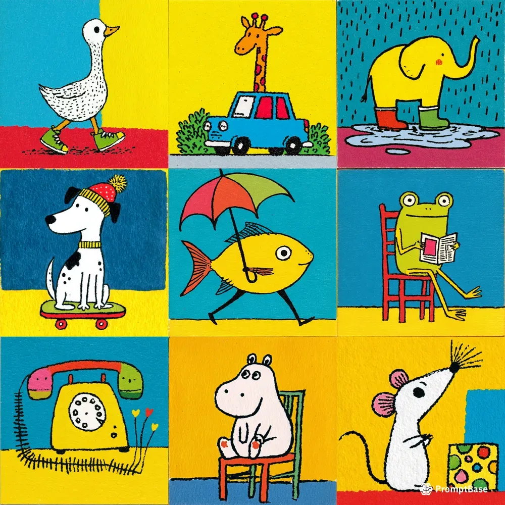 Playful Naive Character Fun Illustrations