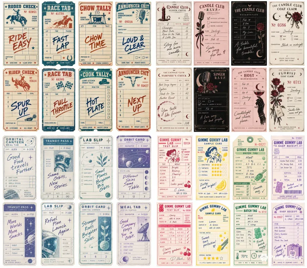 Vintage Guest Check Typography Ephemera