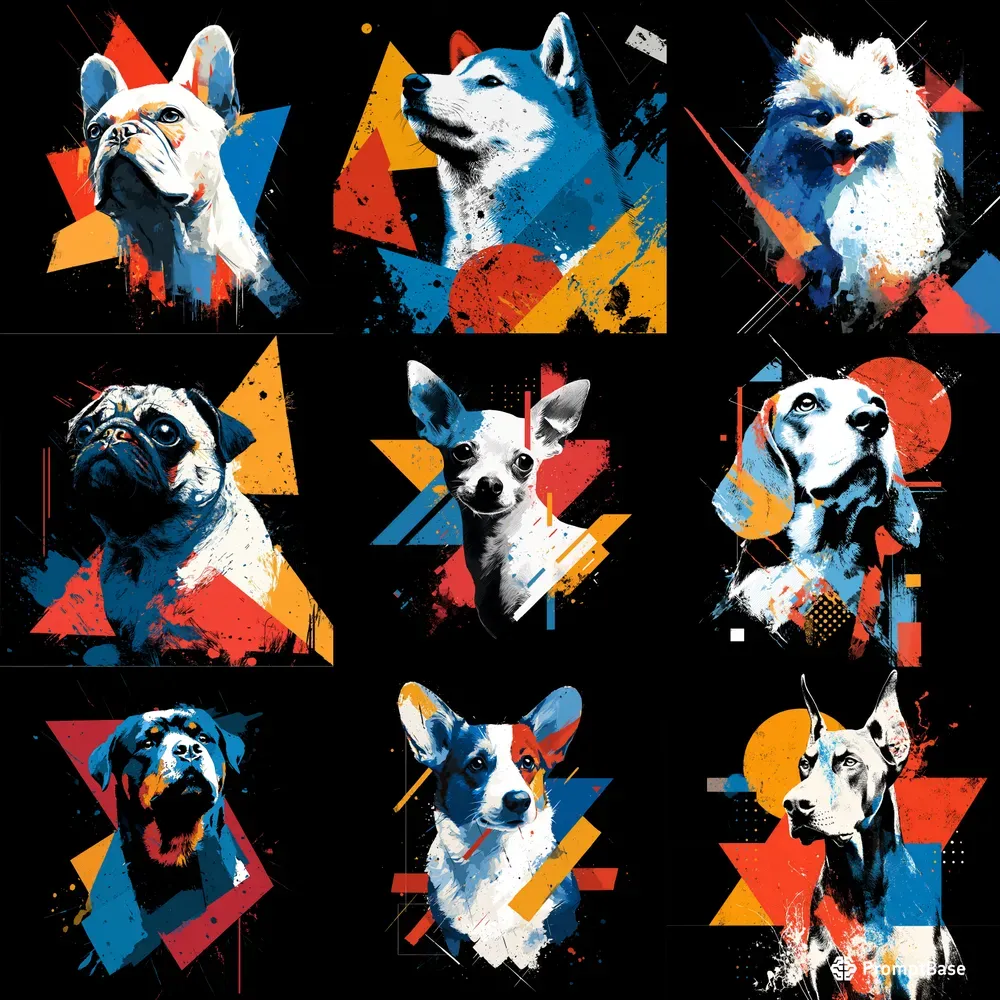 Geometric Dog Vector Illustrations
