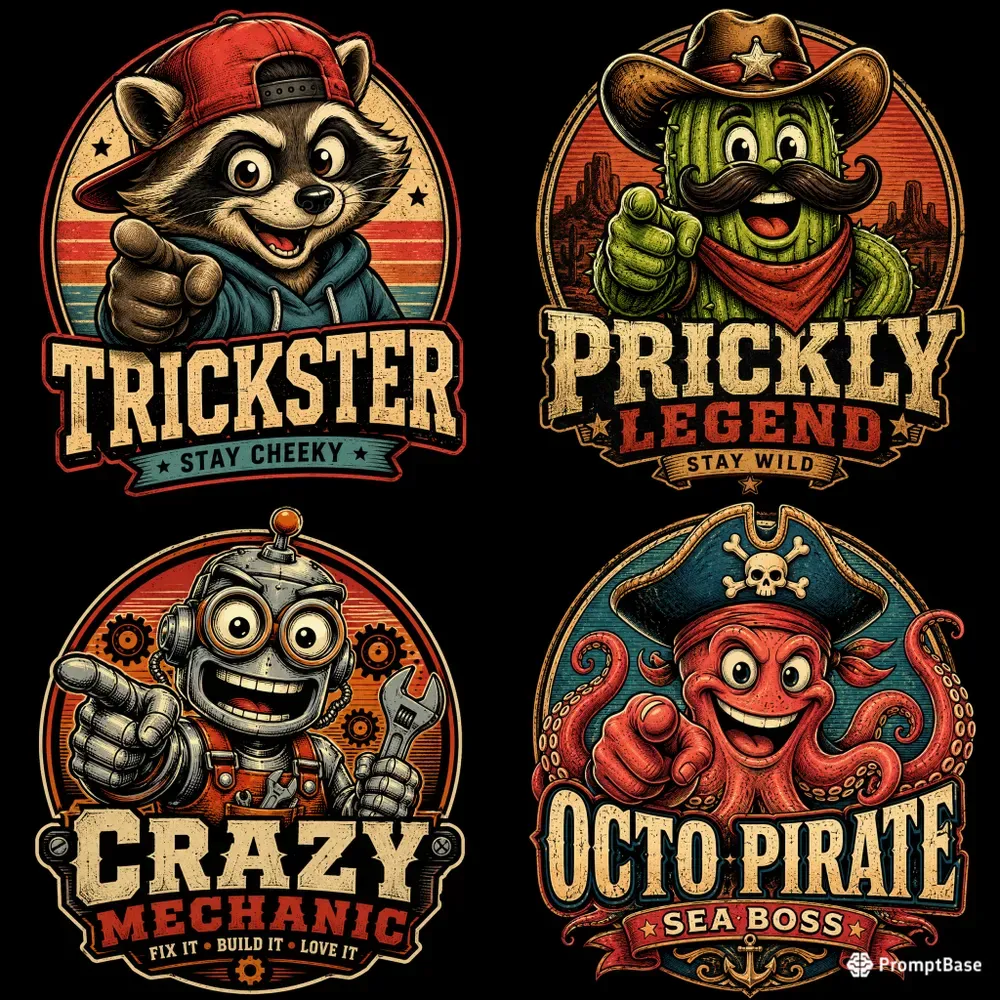 Vintage Cartoon Mascot Logo Generator