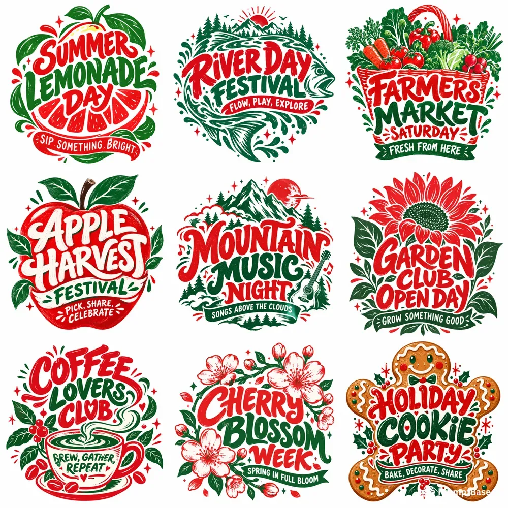 Handlettered Illustrated Emblem Posters