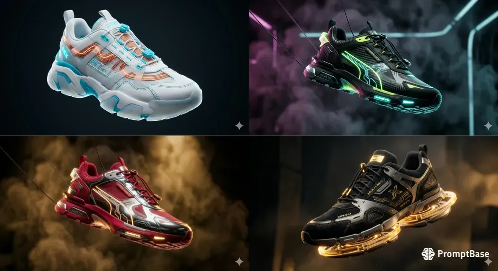 Cinematic Cyberpunk Sneaker Designs