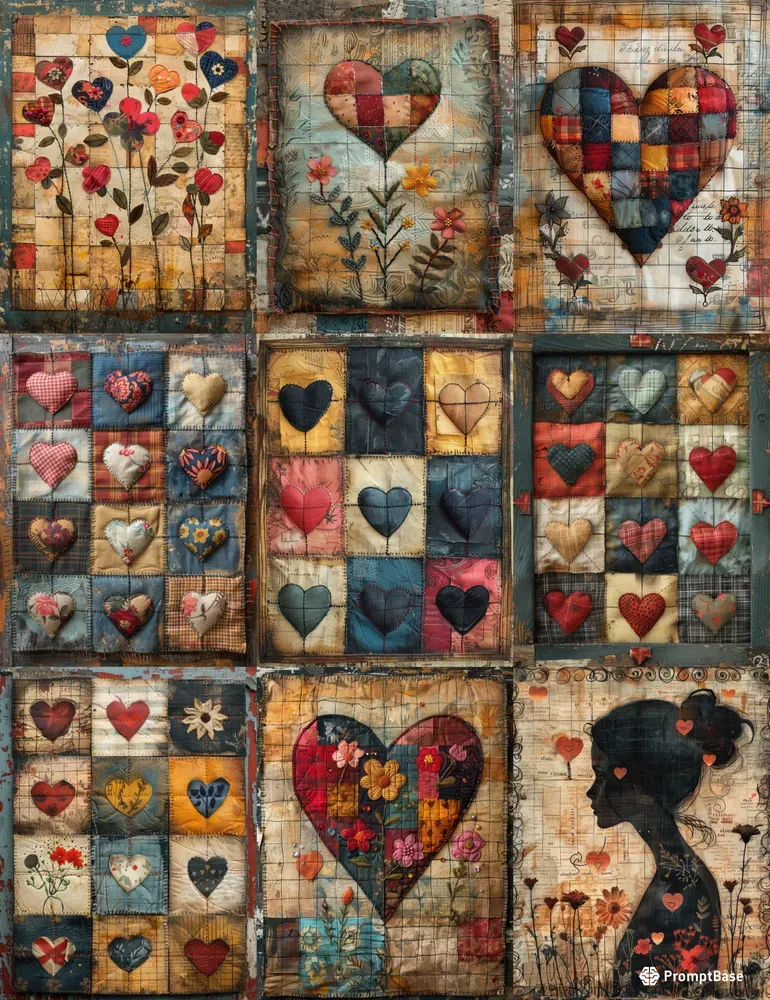 Patchwork Heart Sampler Junk Journals