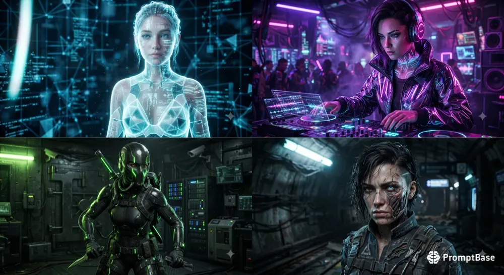 Neon Cyberpunk Character Avatars