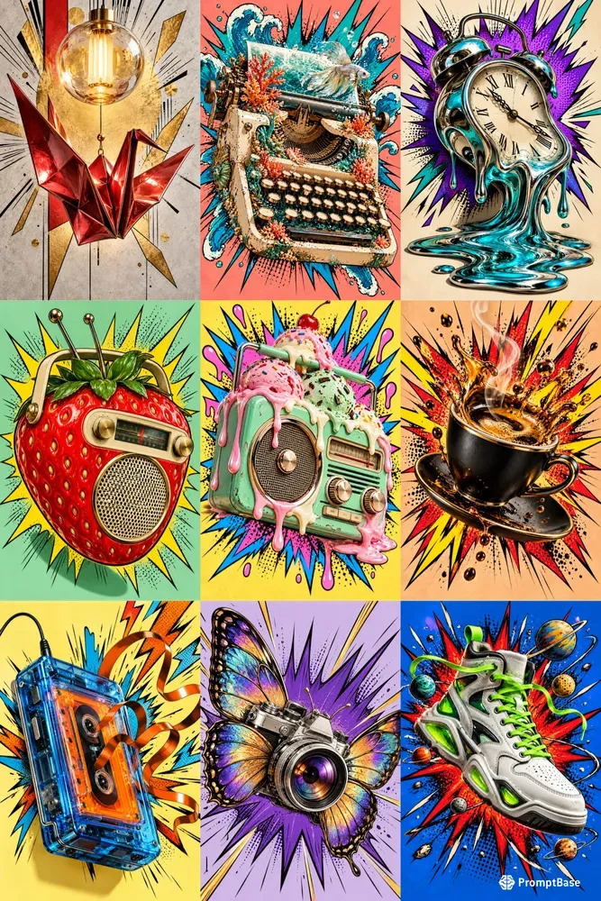 Neon Cassette Pop Art Explosions