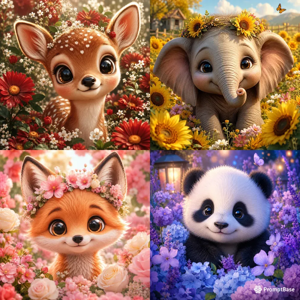 Cute Animal Flower Portraits