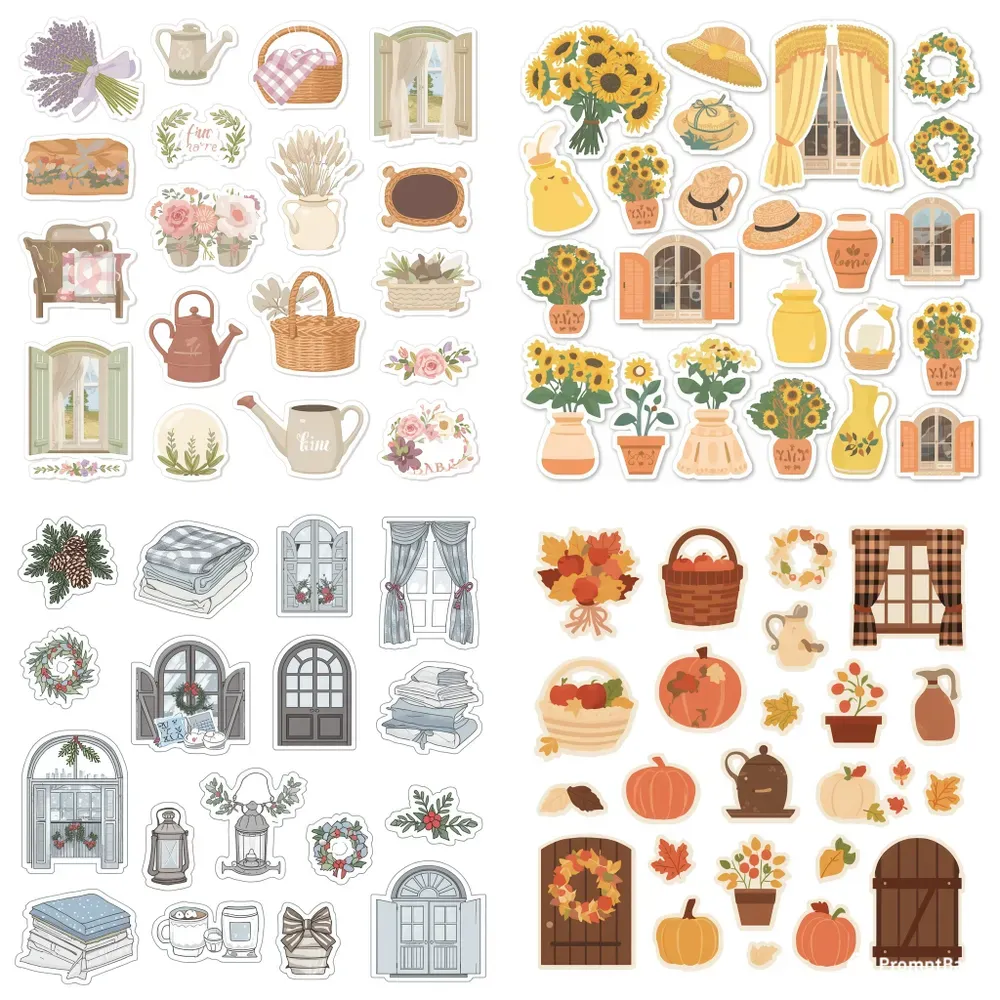 French Cottage Sticker Sheet Clipart
