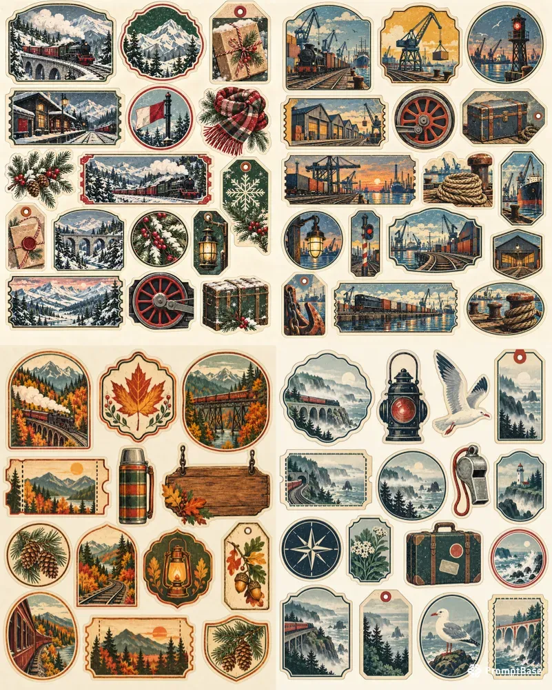 Night Train Travel Labels