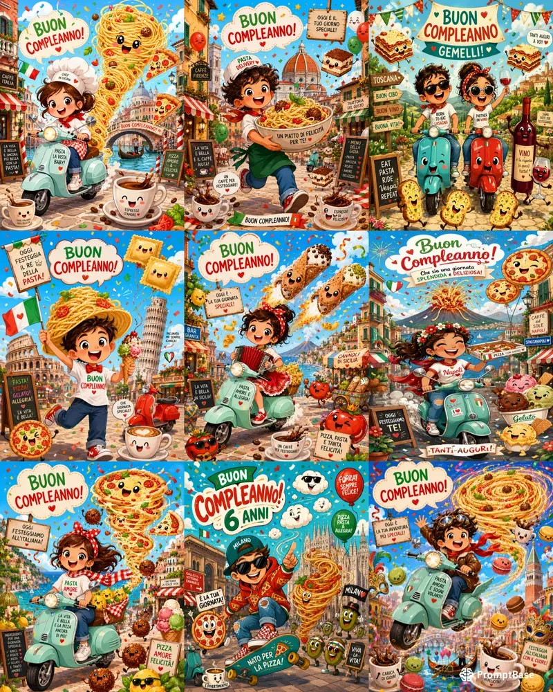 Italian Birthday Cartoon Chaos