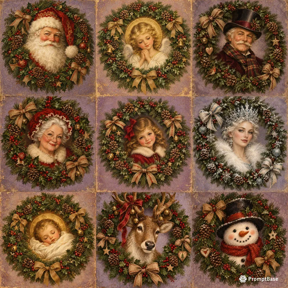 Painterly Vintage Christmas Portraits