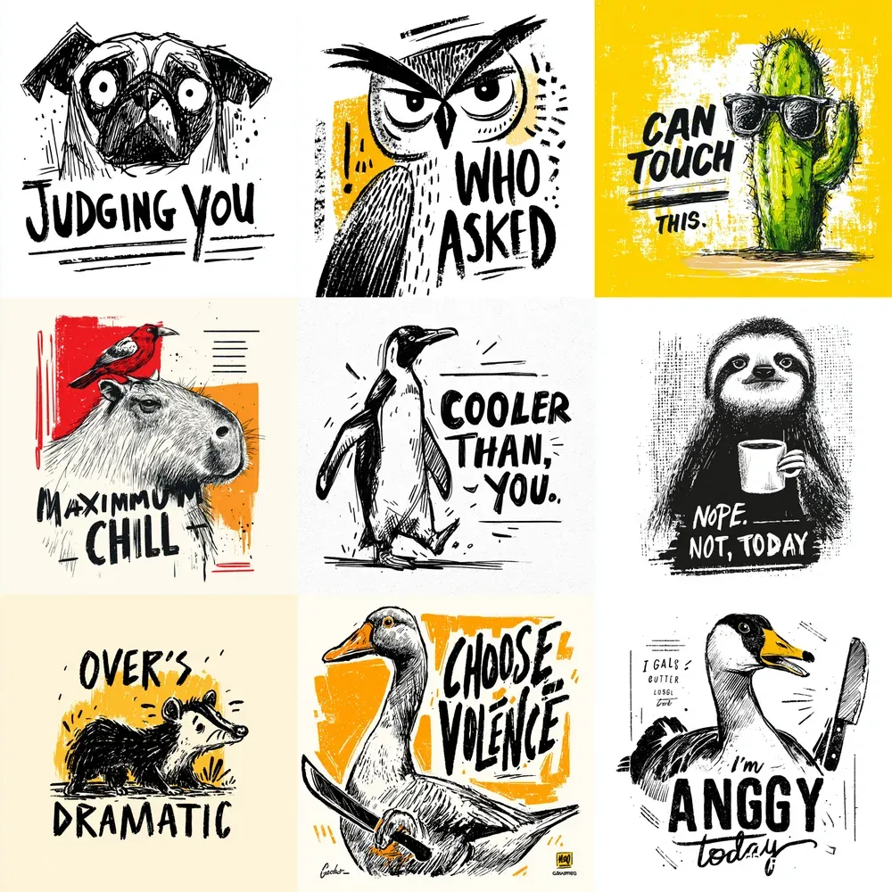 Sarcastic Line Art Tees