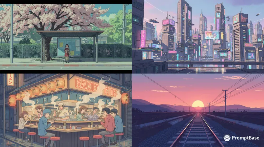 90s Retro Aesthetic Anime Illustrations