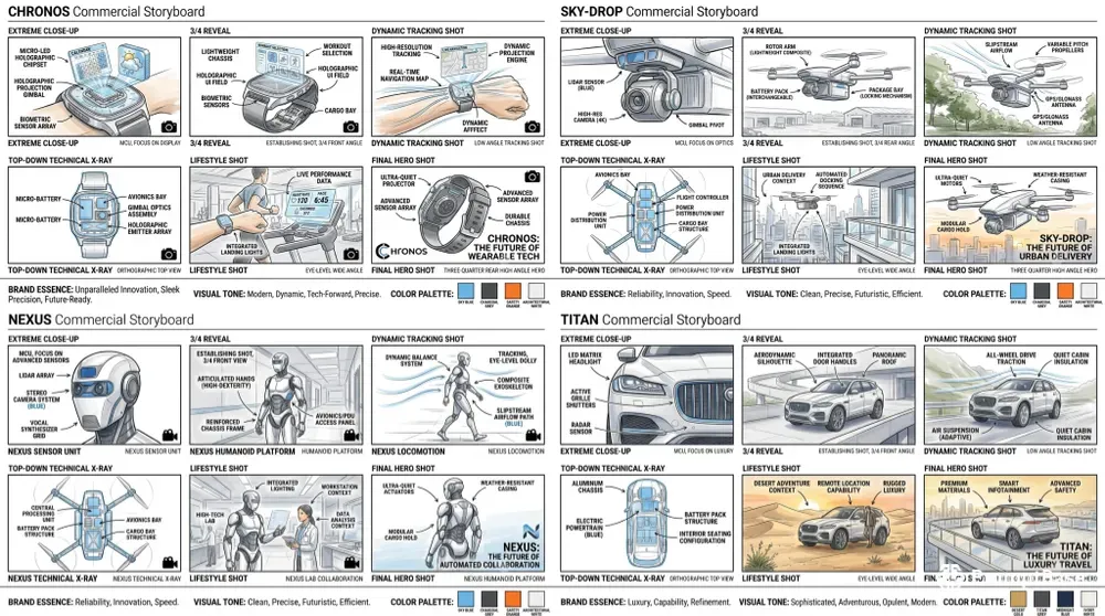 Commercial Storyboard Design Templates