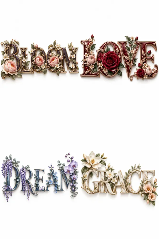 Luxury Floral Typography Art
