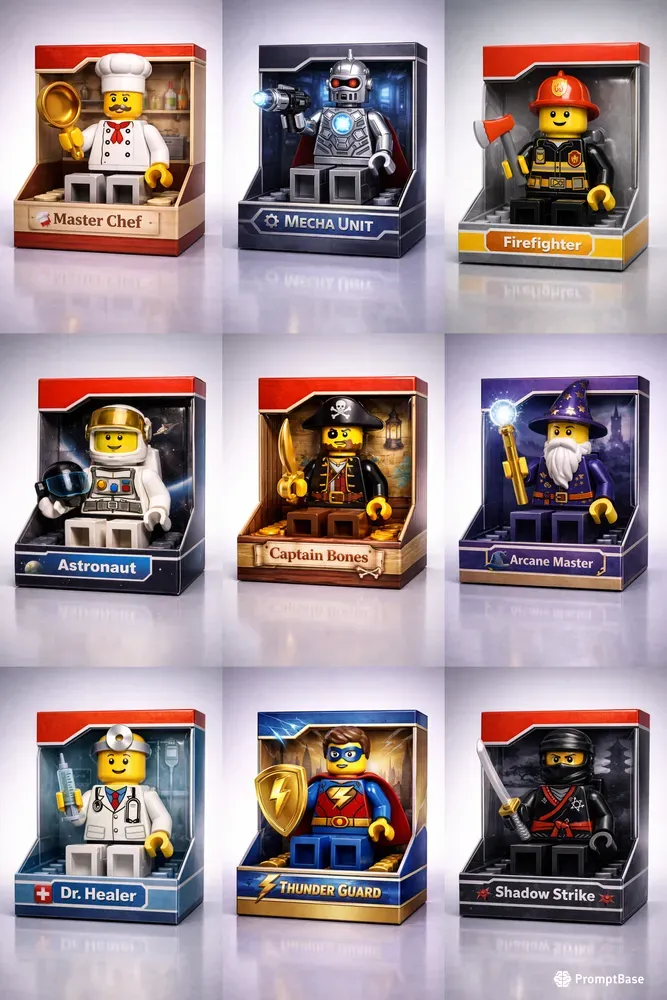 3D Toy Brick Minifigure Box Renders