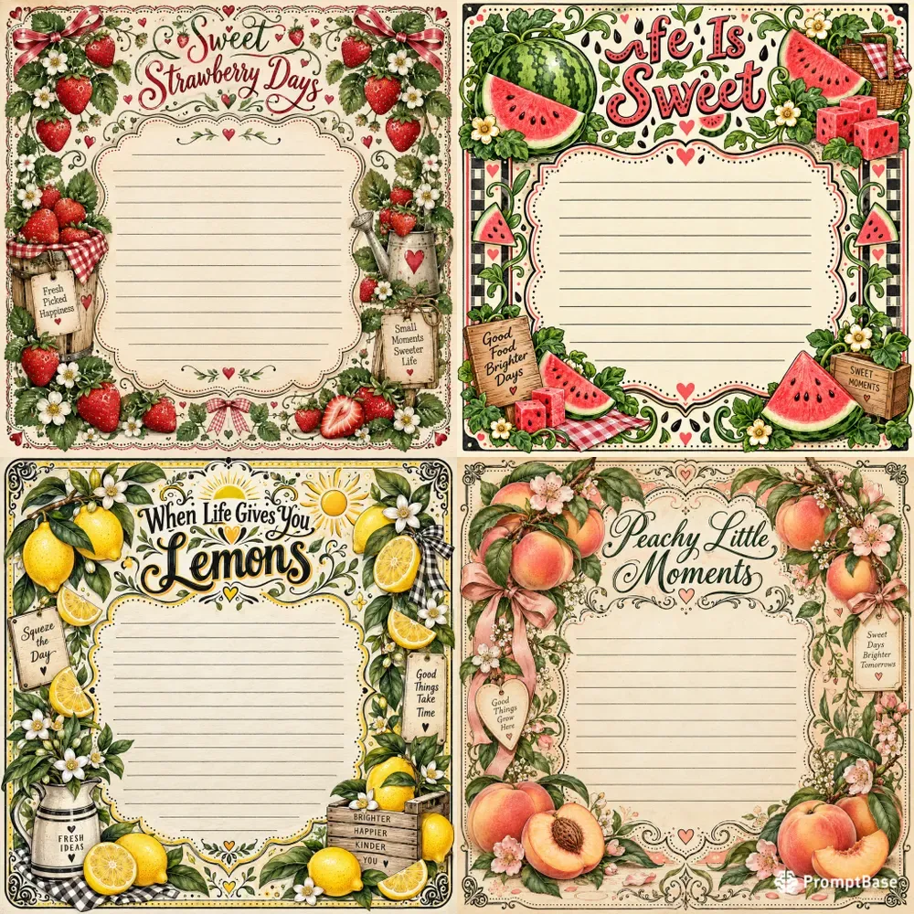 Whimsical Fruit Recipe Journal Pages