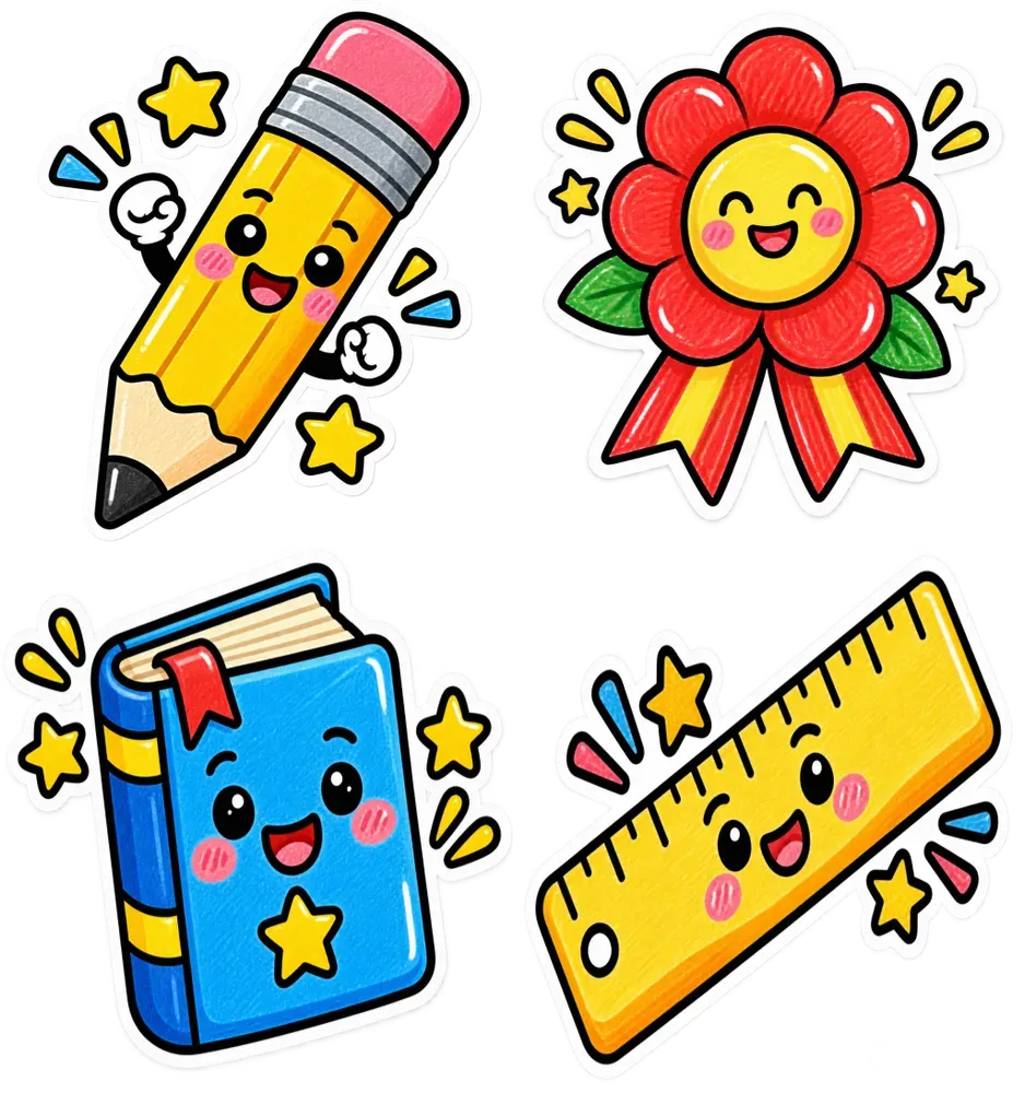 Cute Education Sticker Cliparts