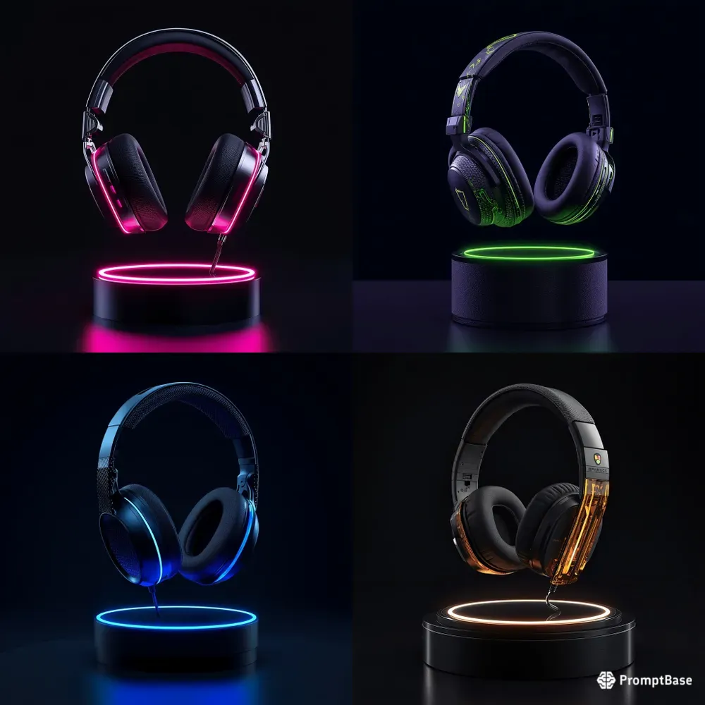 3D Floating Cyberpunk Headphones