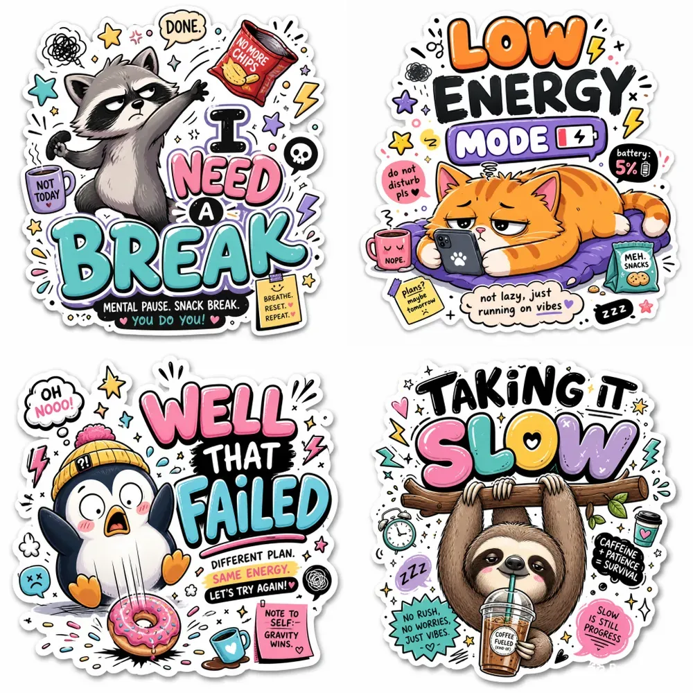 Cute Relatable Mood Sticker Sets