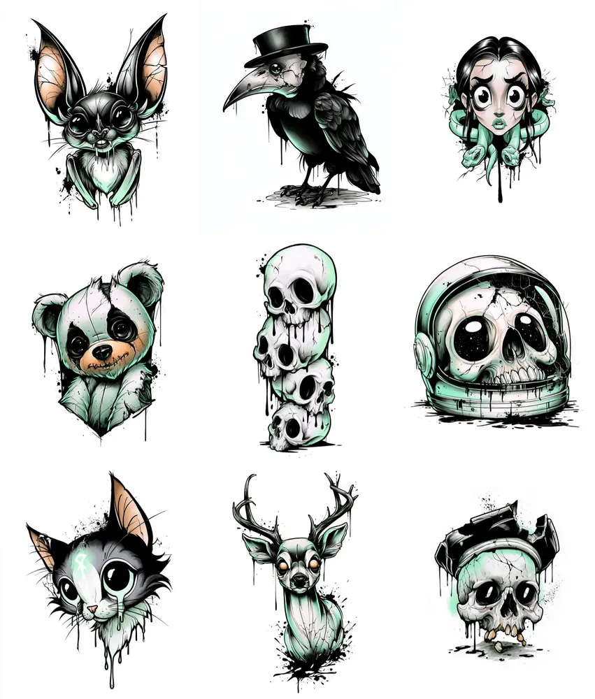Gothic Ink Sticker Illustrations