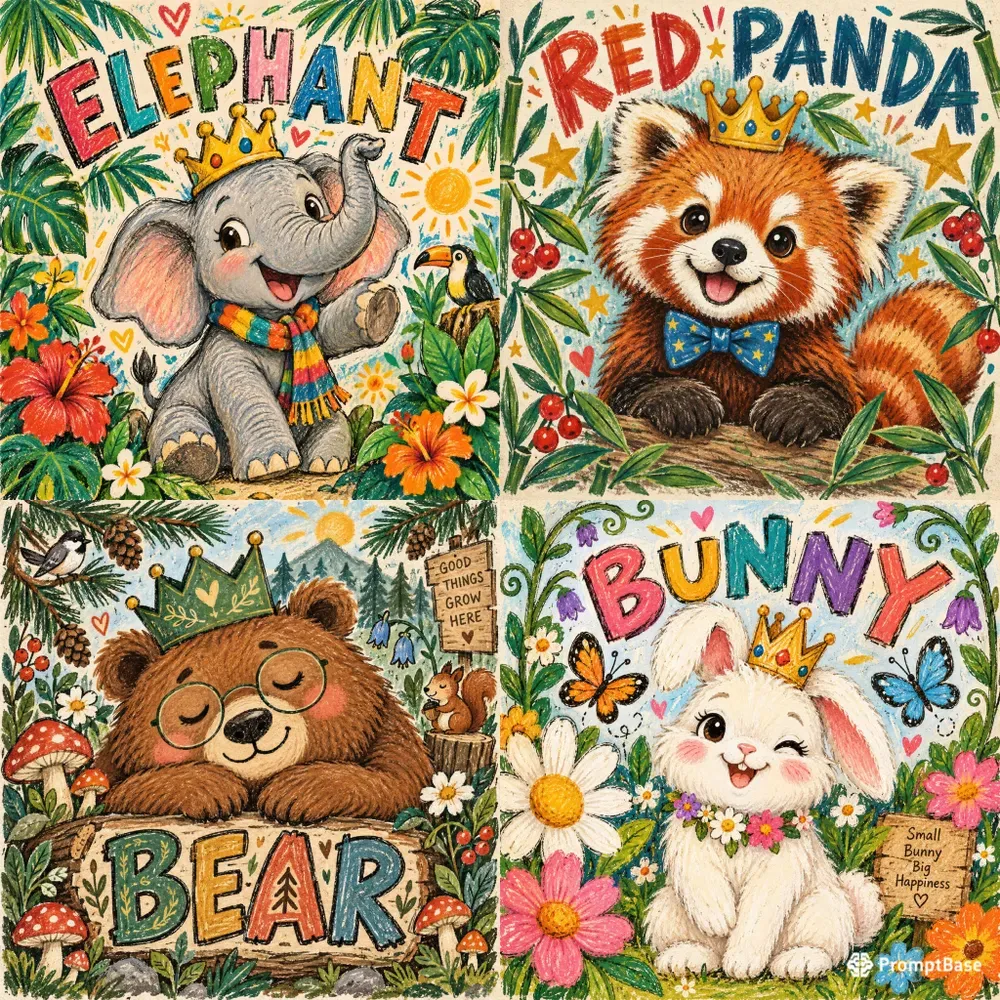 Whimsical Animal Crown Posters