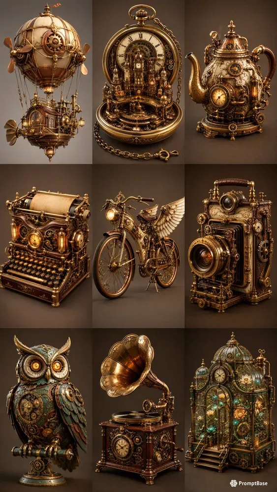 Aesthetic 3D Steampunk Illustrations