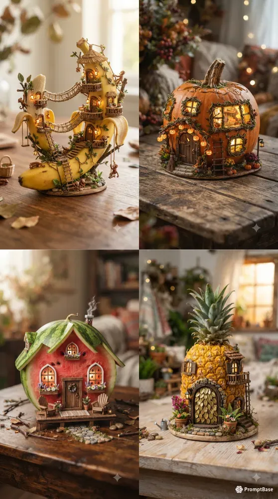 Cute Fruit Veggie Miniature Houses
