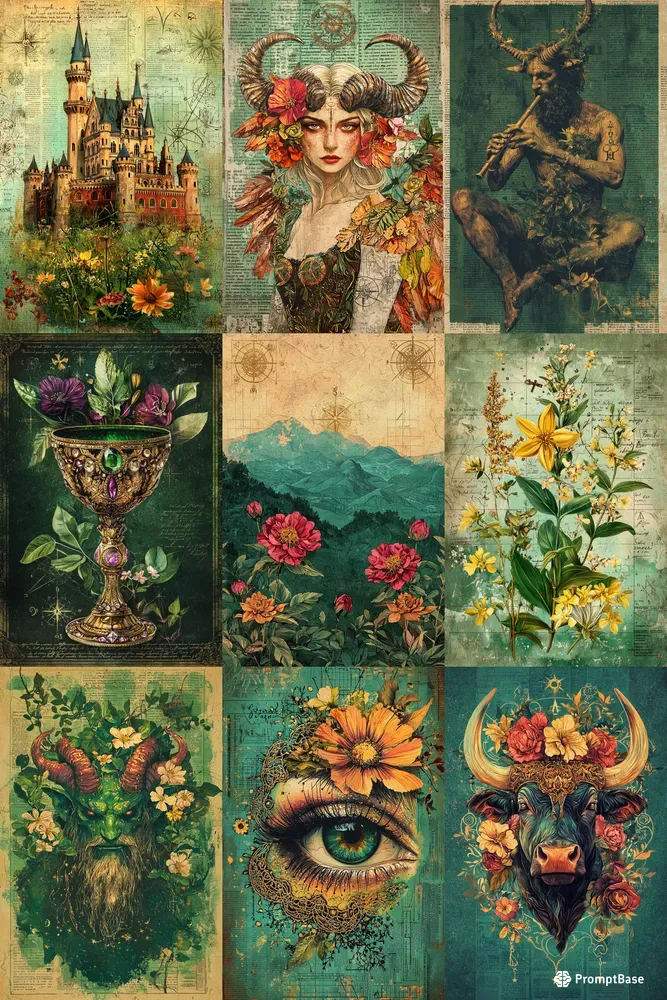 Taurus Sign Scrapbooking Papers