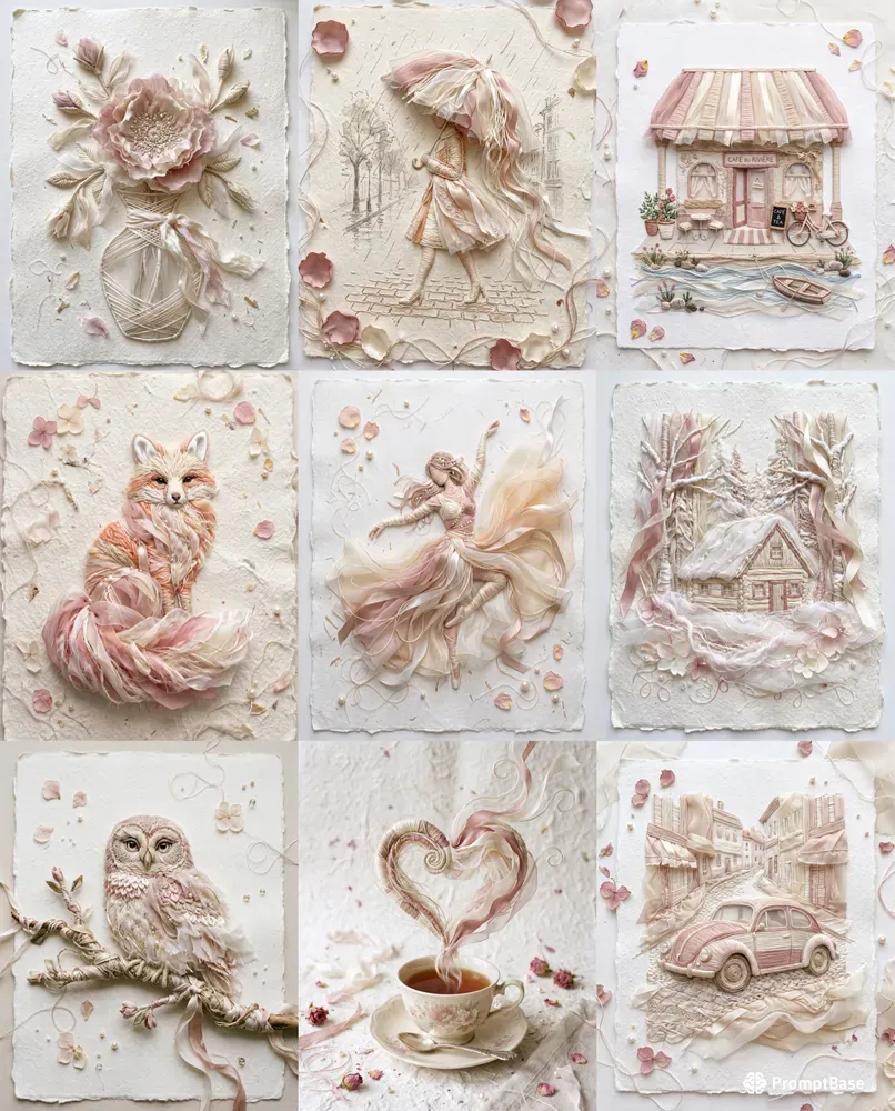 Delicate Thread Ribbon Sculptures