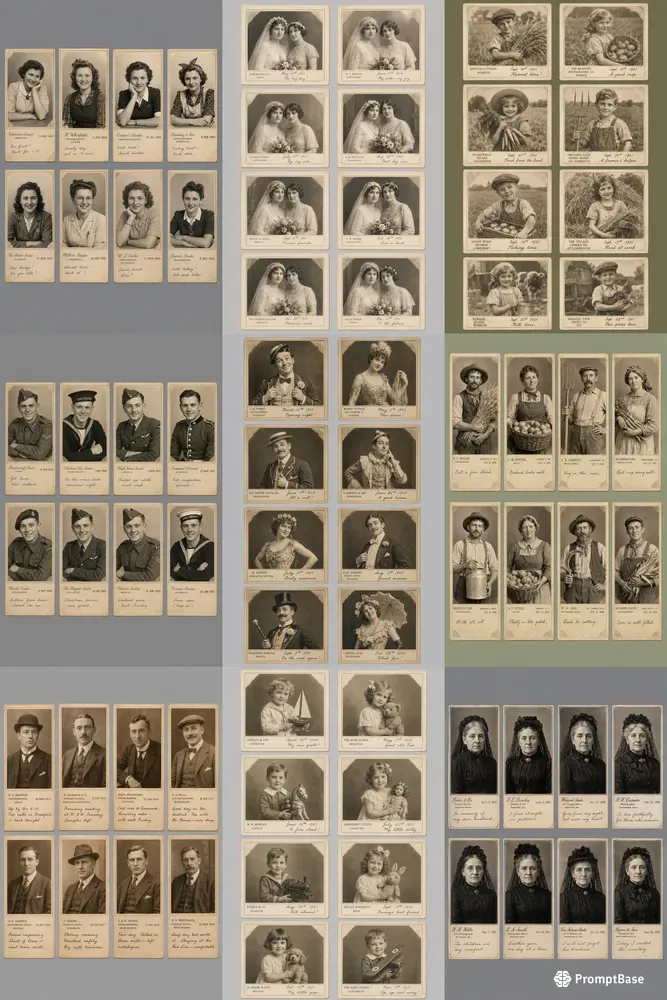 Vintage Booth Portrait Card Sheets